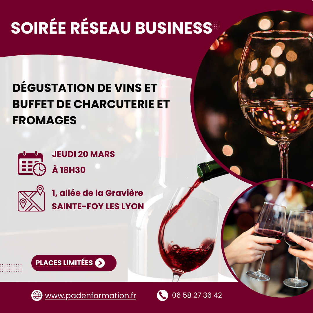 Apéro Réseau Business à Sainte-Foy les Lyon avec Dégustation de vins et plateau charcuterie fromages