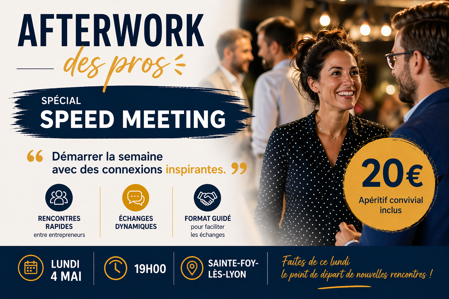 Afterwork des pros spécial Speed Meeting à Sainte-Foy-lès-Lyon avec échanges entre entrepreneurs