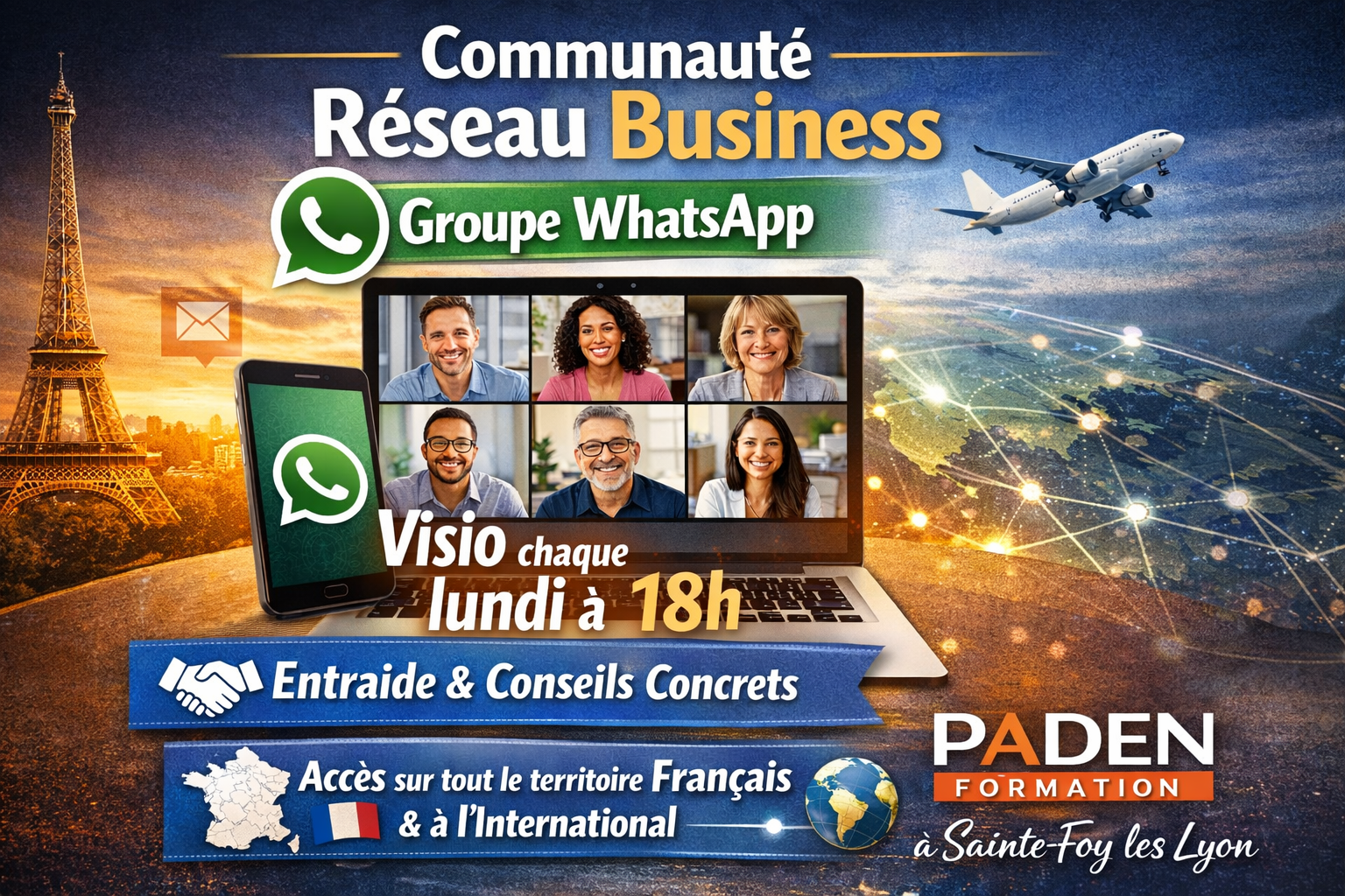 Communauté réseau Business sur WhatsApp organisé par Dolorès de PADEN FORMATION